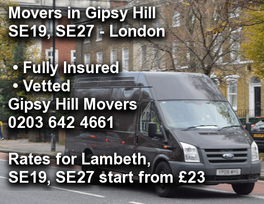 Movers in Gipsy Hill SE19, SE27, Lambeth